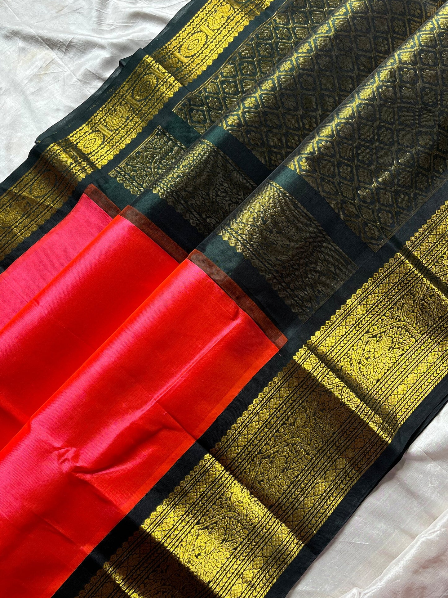 Vintage Edit | Peach Korvai Kanchivaram Silk Cotton Saree