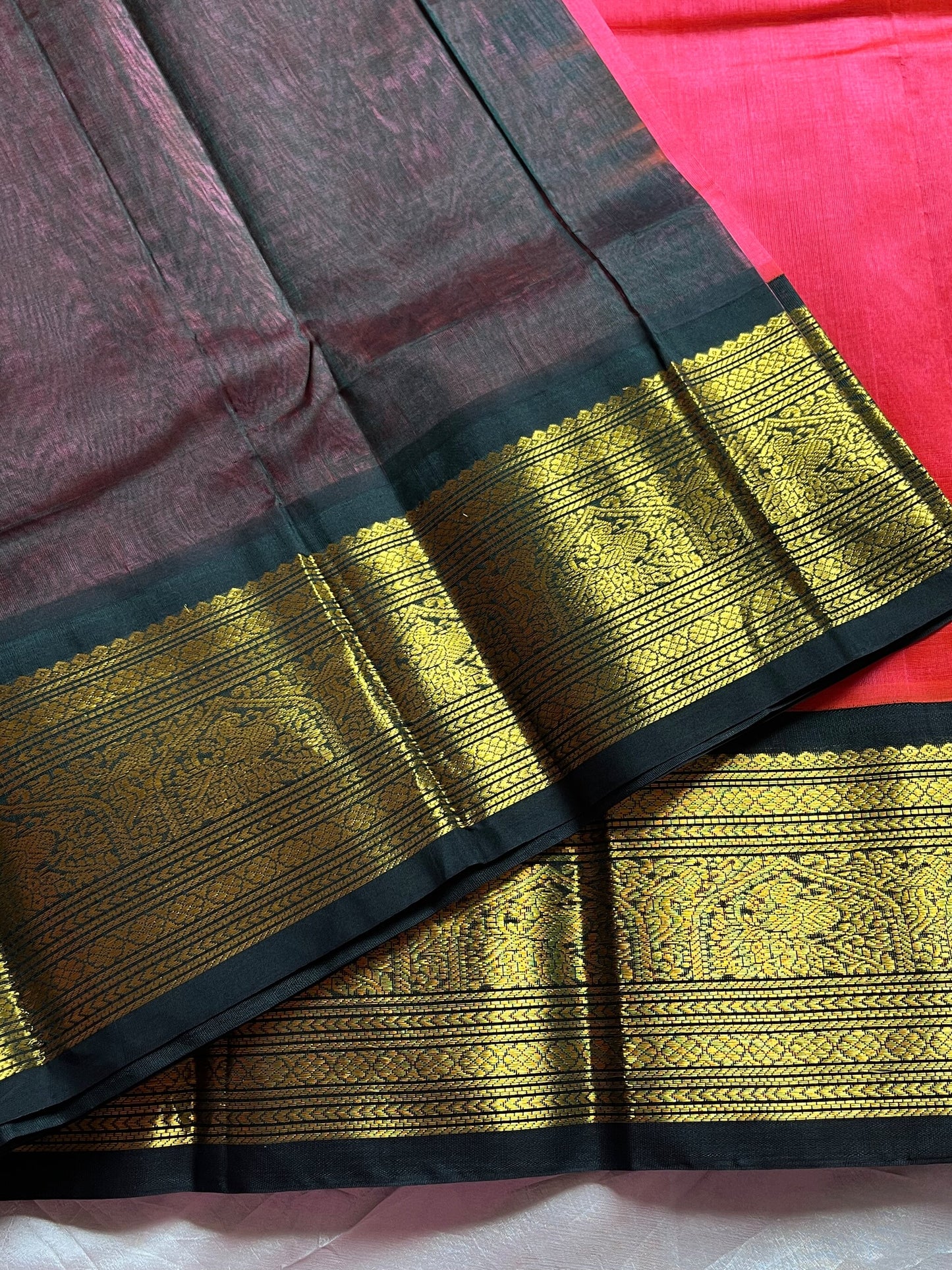 Vintage Edit | Peach Korvai Kanchivaram Silk Cotton Saree