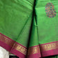 Green Kanchi Cotton Saree with small border and mango motif zari pallu – Zari & Thread Edit by House of Thansha