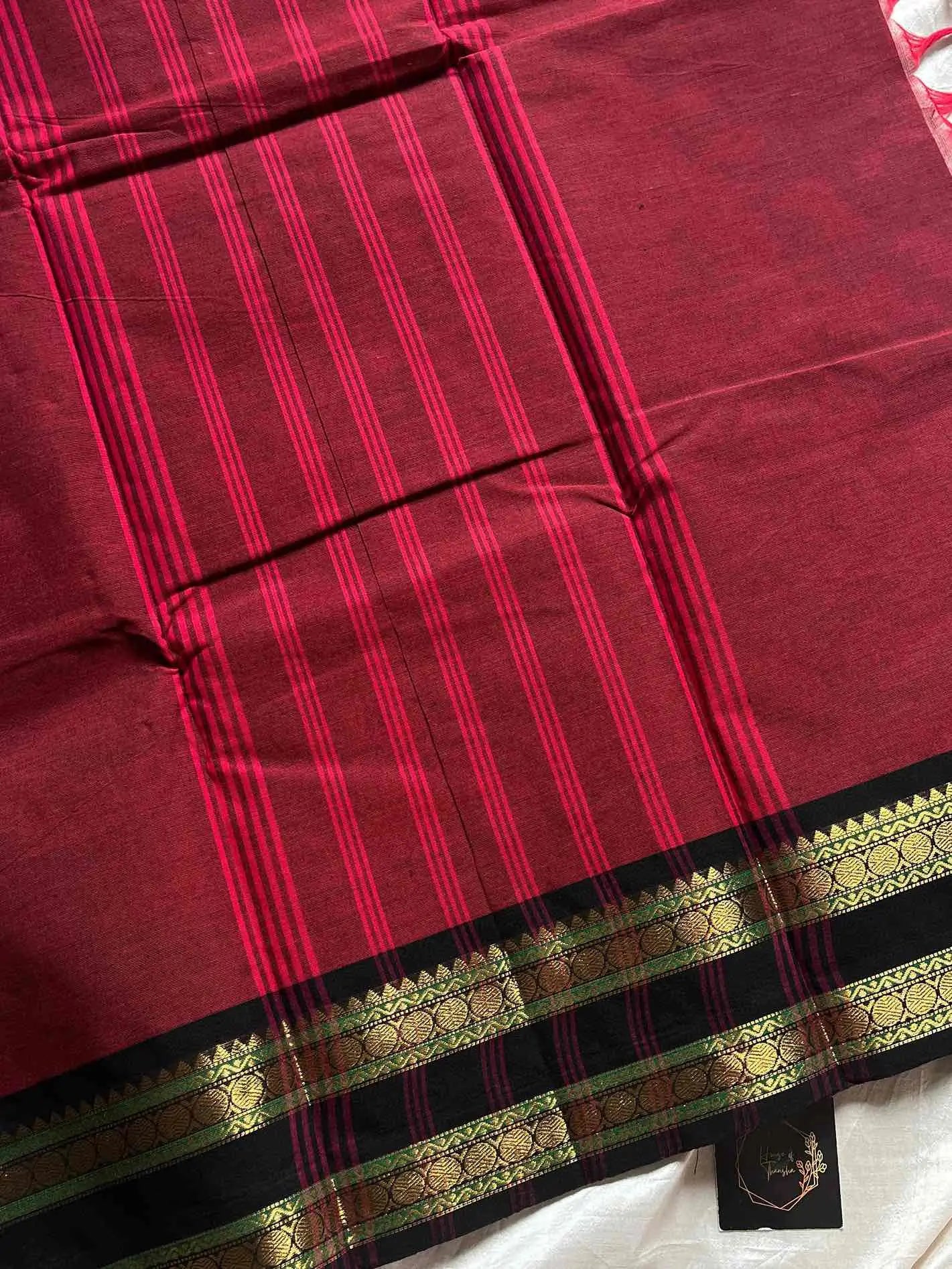 Maroon Kanchi cotton saree - Pallu