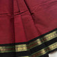 Maroon Kanchi cotton saree with subtle black golden zari border - Running blouse