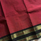 Maroon Kanchi cotton saree with subtle black border