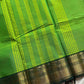 Green Kanchi cotton saree with subtle golden zari border - pallu