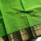 Green Kanchi cotton saree with subtle golden zari border – House of Thansha