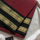 Maroon Kanchi cotton saree with subtle golden zari border