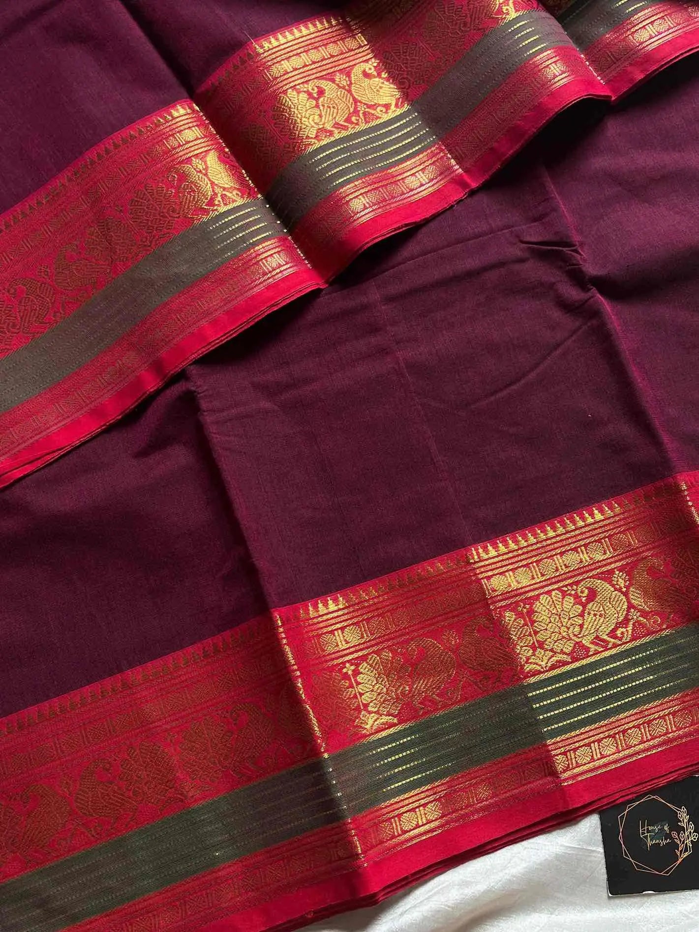 Kanchi cotton saree with subtle golden zari border