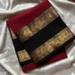 Subtle Weaves – Maroon & Black Kanchi Cotton Saree