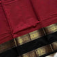 Subtle Weaves – Maroon & Black Kanchi Cotton Saree