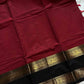 Subtle Weaves – Maroon & Black Kanchi Cotton Saree