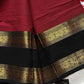 Subtle Weaves – Maroon & Black Kanchi Cotton Saree