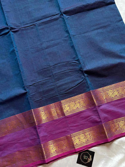 Subtle Weaves – Blue Kanchi Cotton Saree