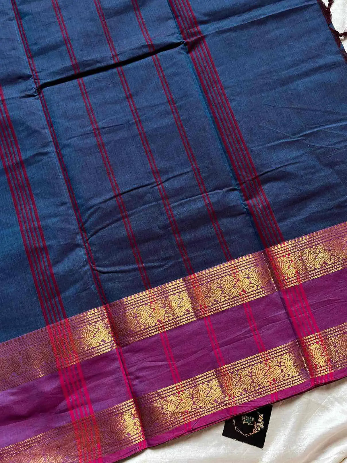 Subtle Weaves – Blue Kanchi Cotton Saree