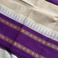 White Kanchi cotton saree with violet korvai border – House of Thansha