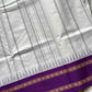 White Kanchi cotton saree with violet korvai border – House of Thansha