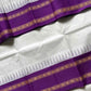 White Kanchi cotton saree with violet korvai border – House of Thansha