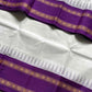 White Kanchi cotton saree with violet korvai border – House of Thansha