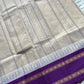 White Kanchi cotton saree with violet korvai border – House of Thansha