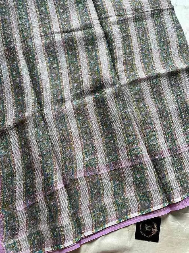 Kota Doria handblock saree with mulmul blouse – House of Thansha