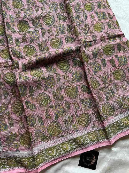 Kota Doria handblock saree with mulmul blouse – House of Thansha