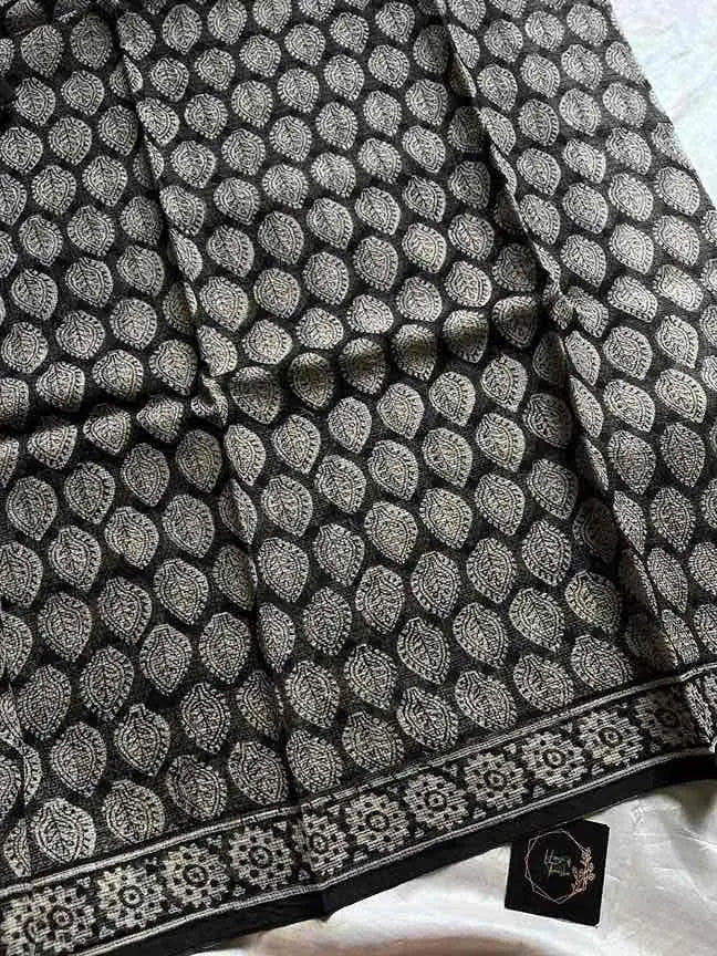 Kota Doria handblock saree with mulmul blouse – House of Thansha