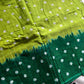 Green Handknotted Sungudi Cotton Saree with blouse piece, handcrafted handloom