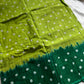 Green Handknotted Sungudi Cotton Saree with blouse piece, handcrafted handloom