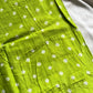 Green Handknotted Sungudi Cotton Saree with blouse piece, handcrafted handloom