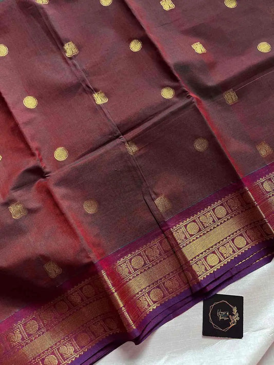 Brown 120-count Kanchi cotton saree | House of Thansha