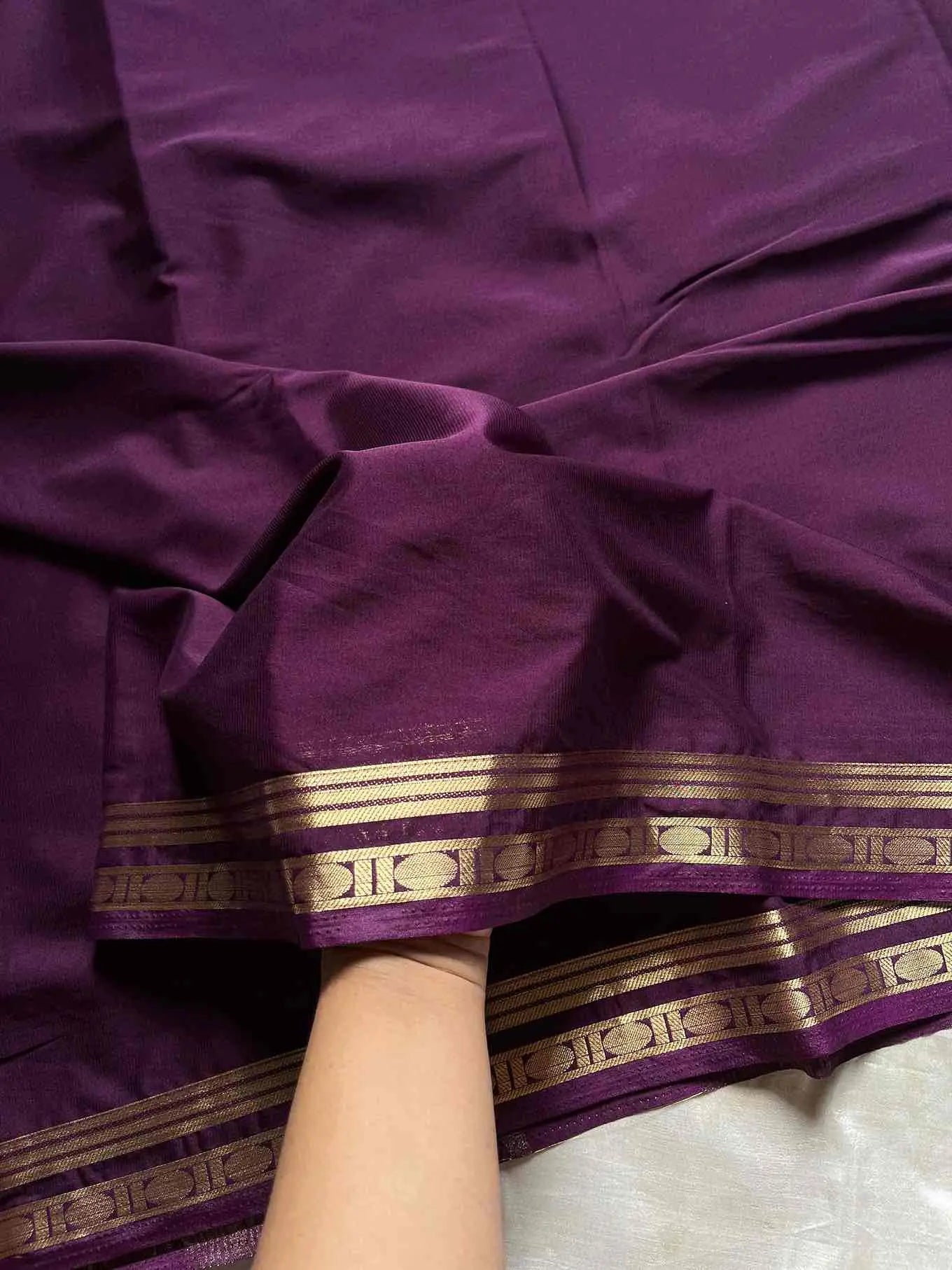 Semi Mysore Silk Saree – Deep grape