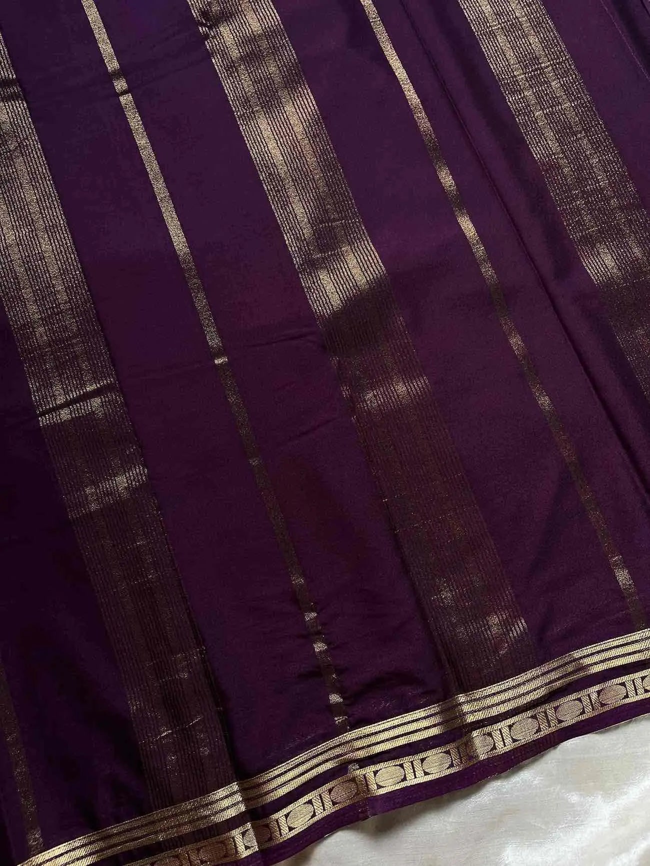 Semi Mysore Silk Saree – Deep grape