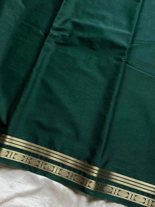 Vibrant Semi Mysore Silk saree with zari border and running blouse – House of Thansha