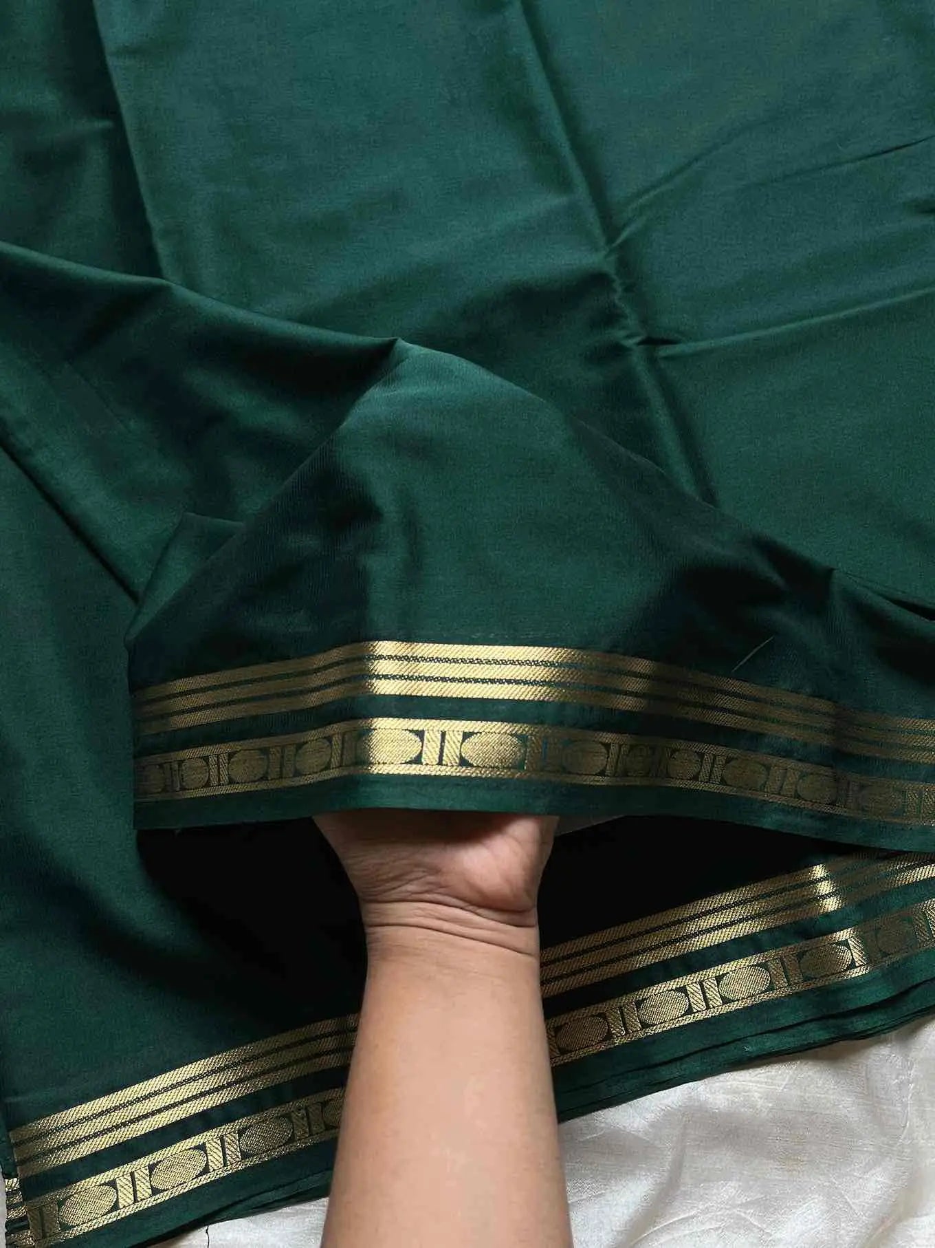 Vibrant Semi Mysore Silk saree with zari border and running blouse – House of Thansha