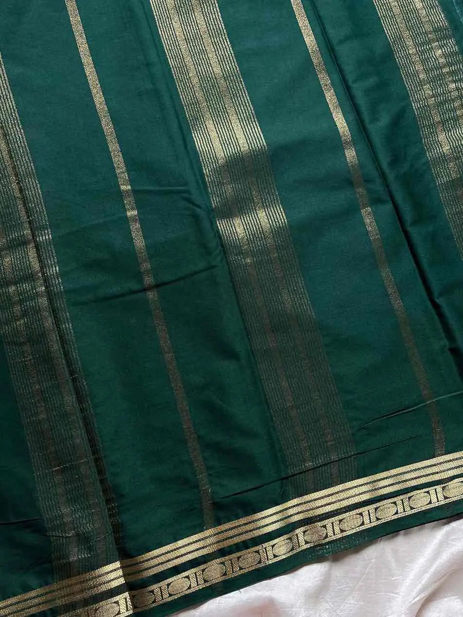 Vibrant Semi Mysore Silk saree with zari border and running blouse – House of Thansha