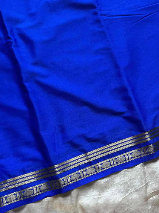 Vibrant Semi Mysore Silk saree with zari border and running blouse – House of Thansha