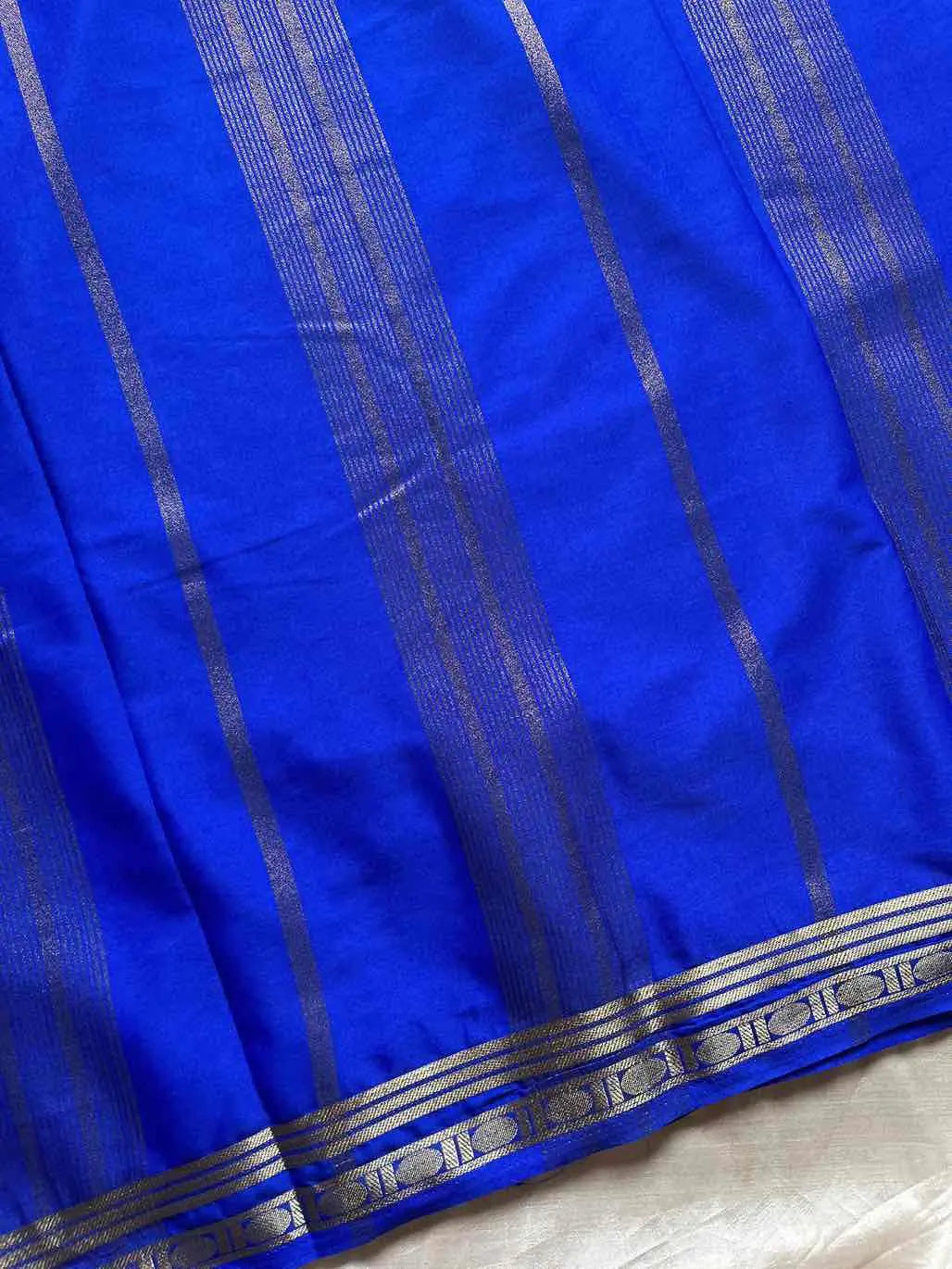 Vibrant Semi Mysore Silk saree with zari border and running blouse – House of Thansha