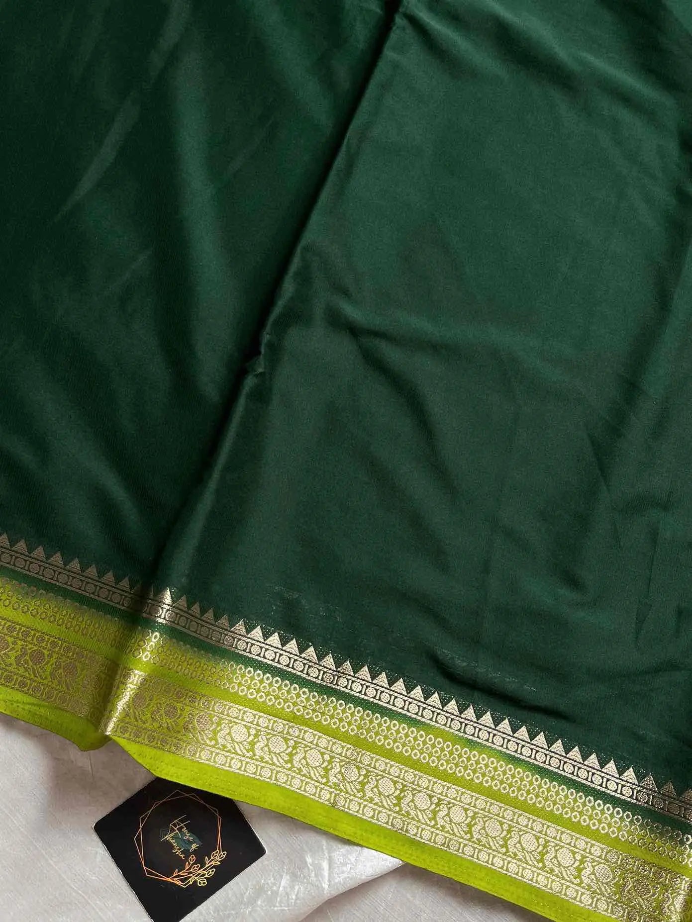 Semi Mysore Silk Saree – Dark Green