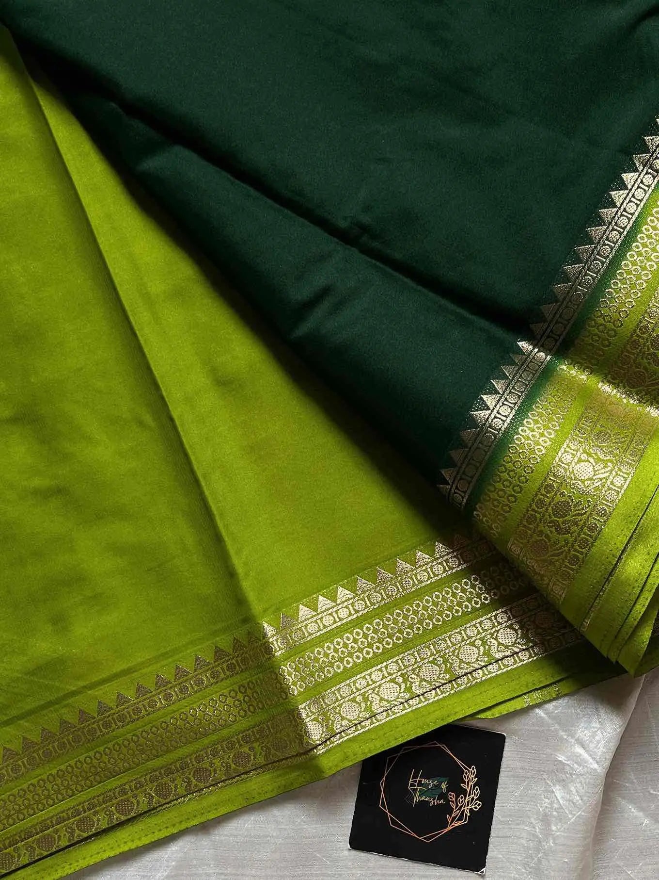 Semi Mysore Silk Saree – Dark Green