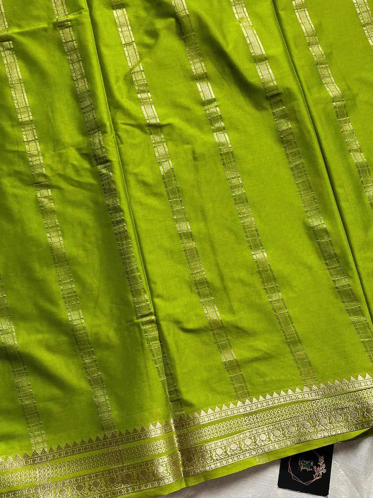 Semi Mysore Silk Saree – Dark Green