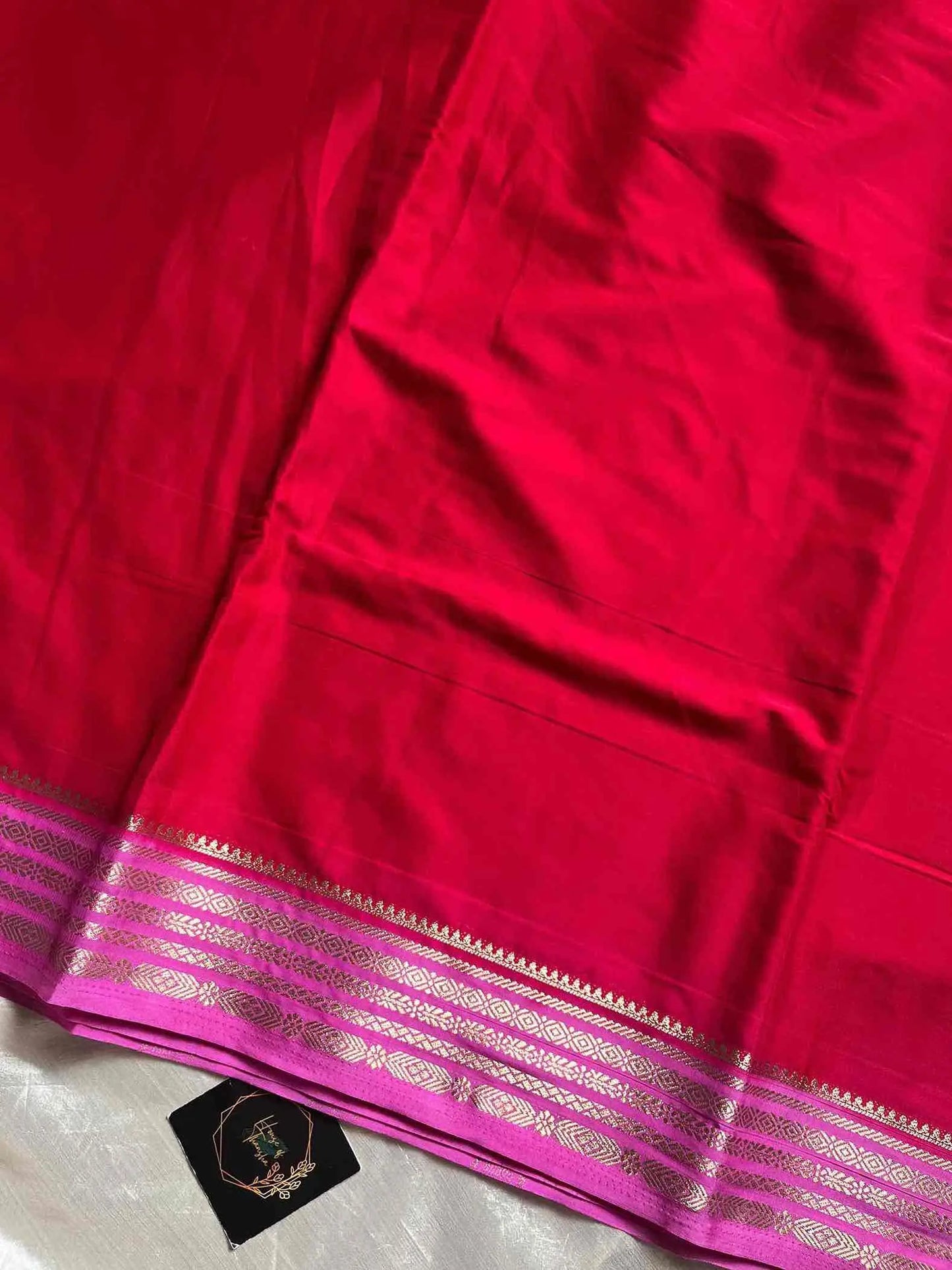 Semi Mysore Silk saree – Red & Pink