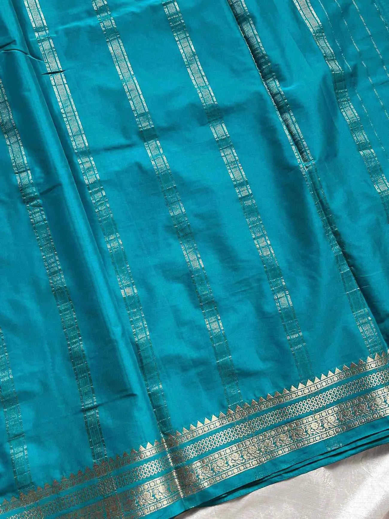 Semi Mysore Silk saree – Black & Blue