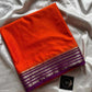 Semi Mysore Silk Saree – Orange with Golden Zari Border | House of Thansha