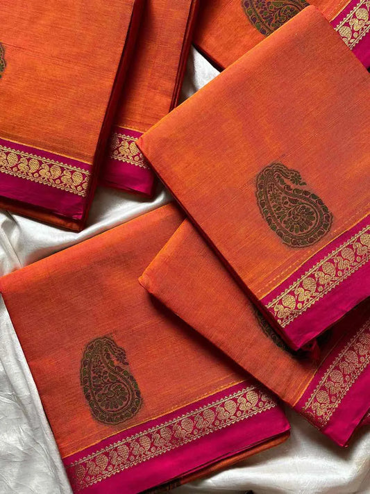 Zari & Thread Edit | Kanchi Cottons – Orange