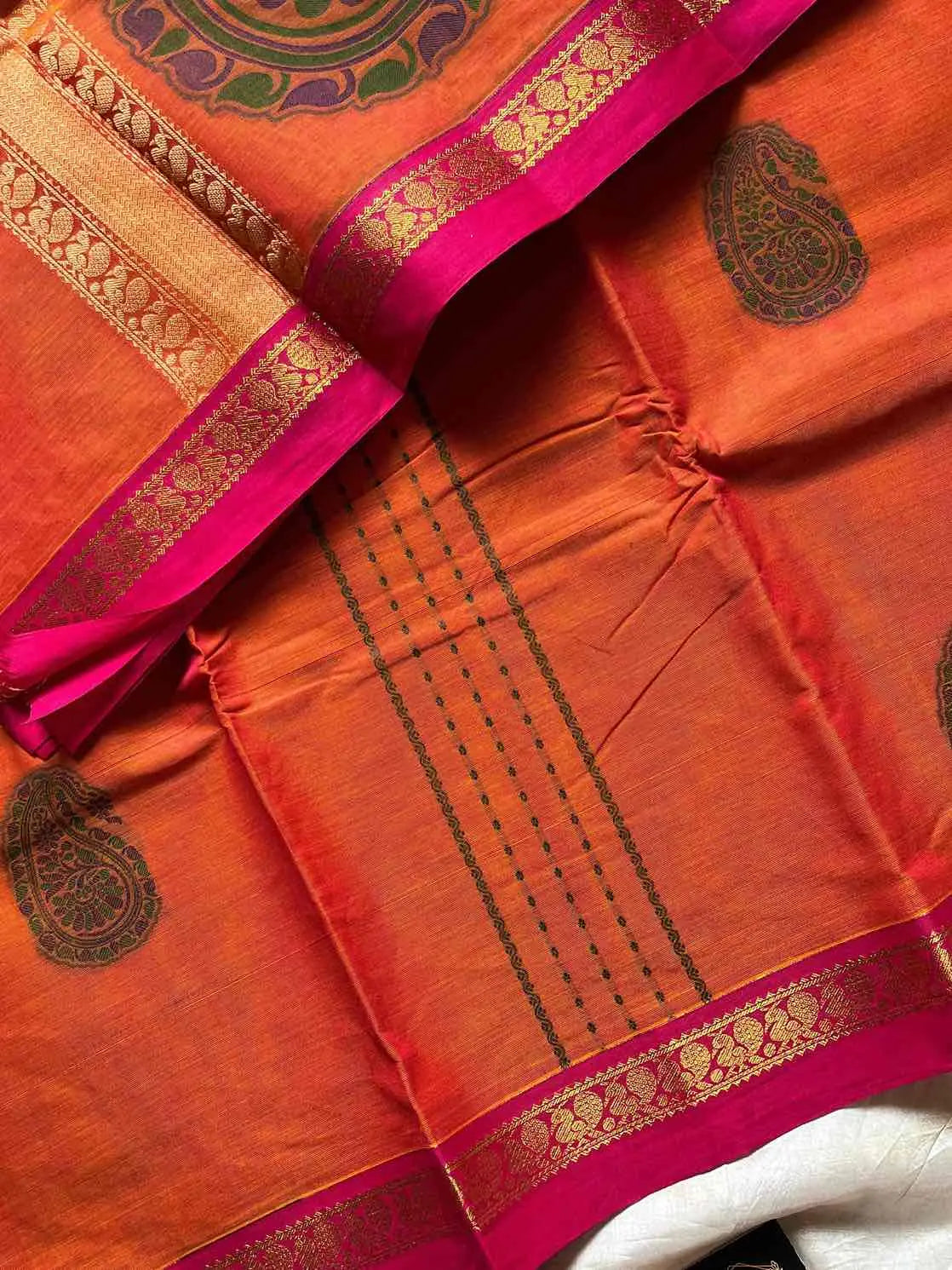 Zari & Thread Edit | Kanchi Cottons – Orange