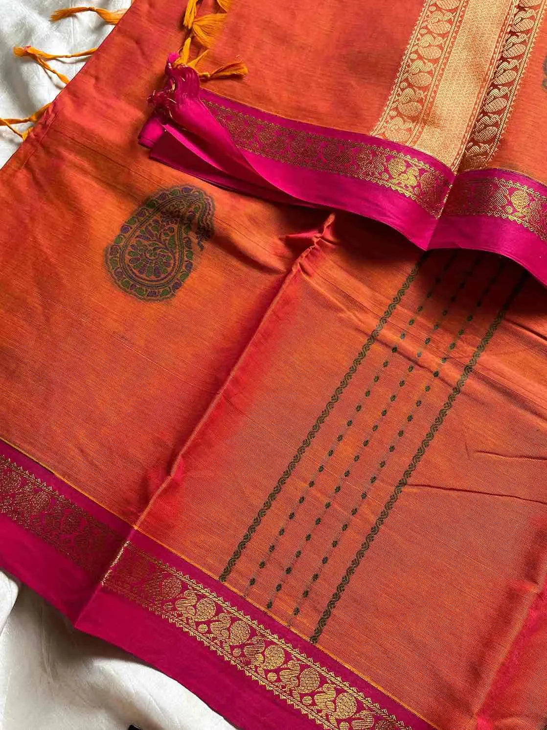 Zari & Thread Edit | Kanchi Cottons – Orange