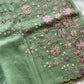 Soft organza saree with floral hand embroidery, flowy non-stiff drape by House of Thansha