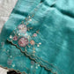 Soft organza saree with floral hand embroidery, flowy non-stiff drape by House of Thansha