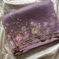 Soft organza saree with floral hand embroidery, flowy non-stiff drape by House of Thansha