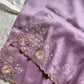 Soft organza saree with floral hand embroidery, flowy non-stiff drape by House of Thansha