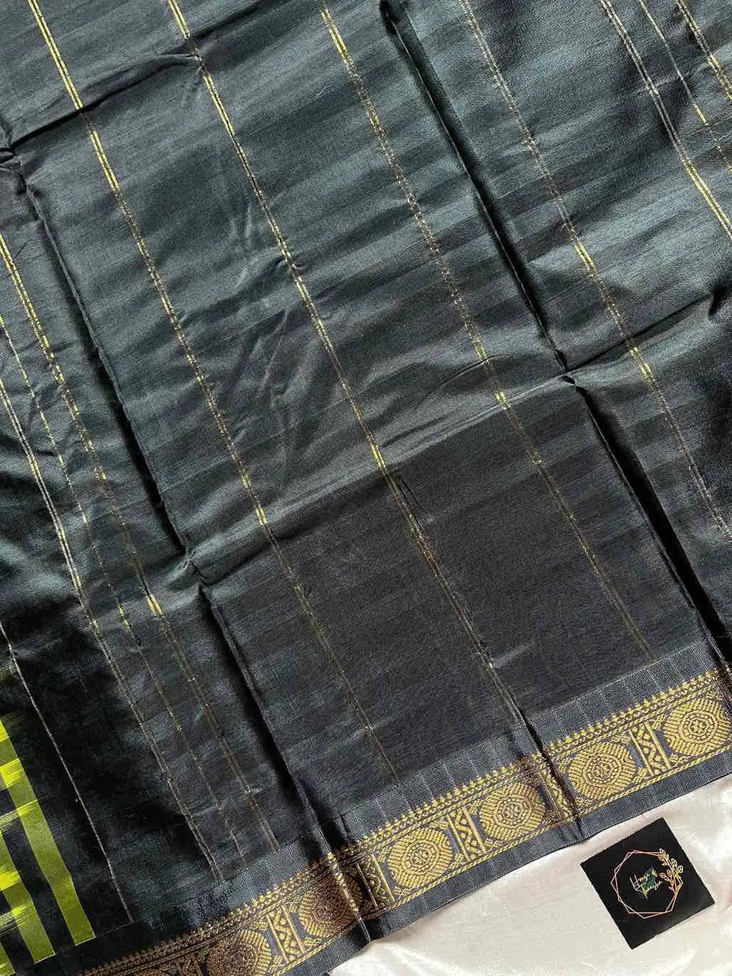 Chinnalampattu | Vegan Silk Saree – Yellow & Grey Checks