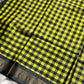 Chinnalampattu | Vegan Silk Saree – Yellow & Grey Checks